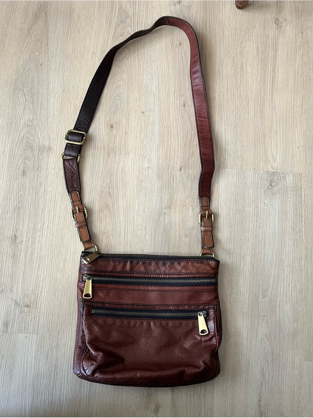 Fossil Brown Leather Crossbody Bag